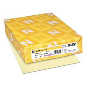 NEENAH PAPER NEE06551 CLASSIC Laid Stationery Writing Paper, 24 lb Bond Weight, 8.5 x 11, Baronial Ivory, 500/Ream