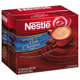 Nestl&#233; NES61411 No-Sugar-Added Hot Cocoa Mix Envelopes, Rich Chocolate, 0.28 Oz Packet, 30/box