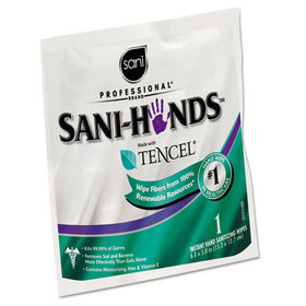 Sani Professional NICD33333 Hands Instant Sanitizing Wipes, Individually Wrapped Wipes, 1-Ply, 5 x 7.75, Unscented, White, 3,000 Packets/Carton