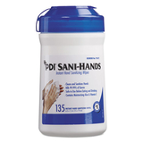 Sani Professional P13472 Sani-Hands ALC Instant Hand Sanitizing Wipes, 7.5x6, White, 135/Canister, 12/Ctn