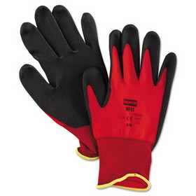 North Safety NF11/8M NorthFlex Red Foamed PVC Palm Coated Gloves, Medium