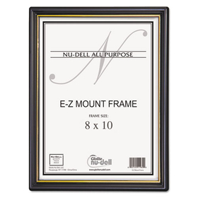 NU-DELL MANUFACTURING NUD11800 Ez Mount Document Frame/accent, Plastic, 8 X 10, Black/gold