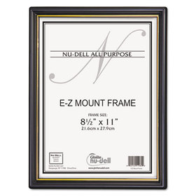 NU-DELL MANUFACTURING NUD11818 Ez Mount Document Frame W/trim Accent, Plastic, 8-1/2 X 11, Black/gold, 18/ct