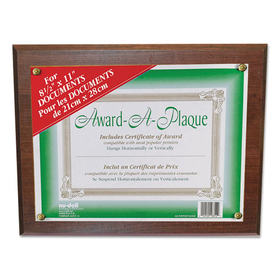 NU-DELL MANUFACTURING NUD18811M Award-A-Plaque Document Holder, Acrylic/plastic, 10-1/2 X 13, Walnut