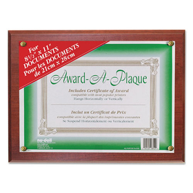 NU-DELL MANUFACTURING NUD18813M Award-A-Plaque Document Holder, Acrylic/plastic, 10-1/2 X 13, Mahogany