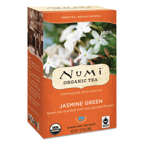 Numi NUM10108 Organic Teas and Teasans, 1.27 oz, Jasmine Green, 18/Box