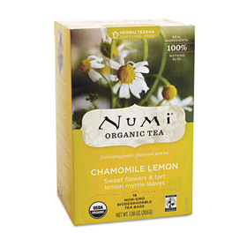 Numi NUM10150 Organic Teas and Teasans, 1.8 oz, Chamomile Lemon, 18/Box