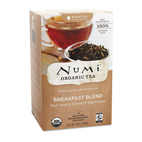 Numi NUM10220 Organic Teas and Teasans, 1.4 oz, Breakfast Blend, 18/Box