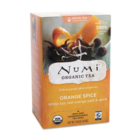 Numi NUM10240 Organic Teas and Teasans, 1.58 oz, White Orange Spice, 16/Box