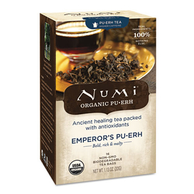 Numi NUM10350 Organic Teas and Teasans, 0.125 oz, Emperor's Puerh, 16/Box