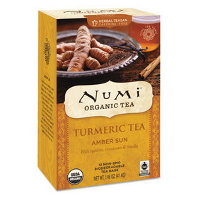 Numi NUM10552 Turmeric Tea, Amber Sun, 1.46 oz Bag, 12/Box