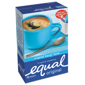 Equal 20015445 Zero Calorie Sweetener, 1 g Packet, 115/Box