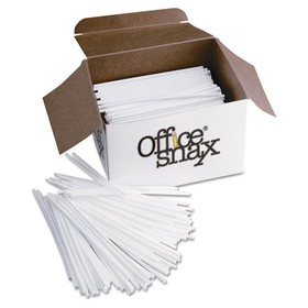 Office Snax OFXSTR5 Plastic Stir Sticks, 5", White, 1,000/Box