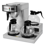 Coffee Pro OGFCPRLG Three-Burner Low Profile Institutional Coffee Maker, Stainless Steel, 36 Cups