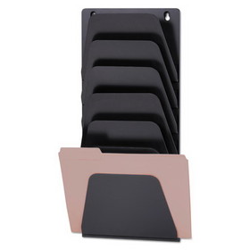 Officemate OIC21505 Wall File Holder, 7 Sections, Legal/Letter Size, 9.43" x 2.88" x 22.38", Black