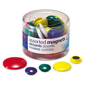 Officemate OIC92500 Assorted Magnets, Circles, Assorted Sizes and Colors, 30/Tub