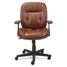 OIF OIFST4859 Swivel/Tilt Bonded Leather Task Chair, Supports 250 lb, 16.93" to 20.67" Seat Height, Chestnut Brown Seat/Back, Black Base