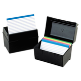 Oxford OXF01351 Plastic Index Card File, Holds 300 3 x 5 Cards, 5.63 x 3.63 x 3.63, Black