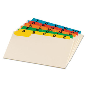 Oxford OXF03514 Manila Index Card Guides with Laminated Tabs, 1/5-Cut Top Tab, A to Z, 3 x 5, Manila, 25/Set