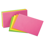 Oxford OXF40279 Ruled Index Cards, 3 X 5, Glow Green/yellow, Orange/pink, 100/pack