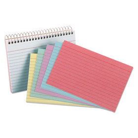 Oxford OXF40286 Spiral Index Cards, Ruled, 4 x 6, Assorted, 50/Pack