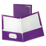 Oxford OXF5049526 Two-Pocket Laminated Folder, 100-Sheet Capacity, 11 x 8.5, Metallic Purple, 25/Box