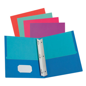 Oxford OXF51276 Twisted Twin Smooth Pocket Folder w/Fasteners, 100-Sheet Capacity, 11 x 8.5, Assorted Solid Colors, 10/Pack