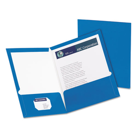 Oxford OXF51701 High Gloss Laminated Paperboard Folder, 100-Sheet Capacity, Blue, 25/box
