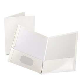 Oxford OXF51704 High Gloss Laminated Paperboard Folder, 100-Sheet Capacity, White, 25/box