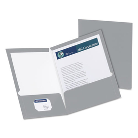 Oxford OXF51705 High Gloss Laminated Paperboard Folder, 100-Sheet Capacity, Gray, 25/box