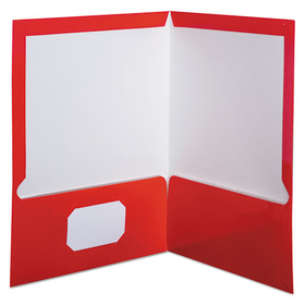 Oxford OXF51711 High Gloss Laminated Paperboard Folder, 100-Sheet Capacity, 11 x 8.5, Red, 25/Box