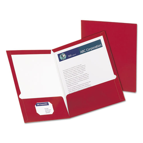 Oxford OXF51718 High Gloss Laminated Paperboard Folder, 100-Sheet Capacity, 11 x 8.5, Crimson, 25/Box