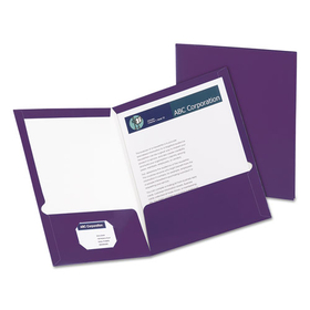 Oxford OXF51726 High Gloss Laminated Paperboard Folder, 100-Sheet Capacity, 11 x 8.5, Purple, 25/Box