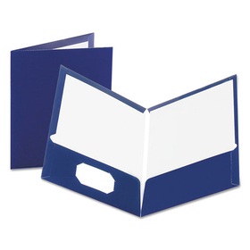 Oxford OXF51743 High Gloss Laminated Paperboard Folder, 100-Sheet Capacity, 11 x 8.5, Navy, 25/Box