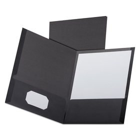 Oxford OXF53406 Linen Finish Twin Pocket Folders, Letter, Black, 25/box