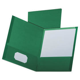 Oxford OXF53434 Linen Finish Twin Pocket Folders, 100-Sheet Capacity, 11 x 8.5, Hunter Green, 25/Box