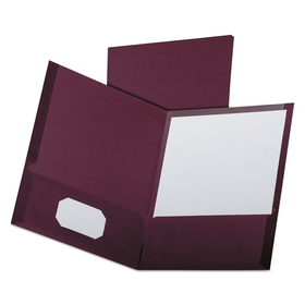 Oxford OXF53441 Linen Finish Twin Pocket Folders, 100-Sheet Capacity, 11 x 8.5, Burgundy, 25/Box
