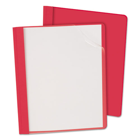 Oxford OXF55811 Clear Front Report Cover, 3 Fasteners, Letter, 1/2" Capacity, Red, 25/box