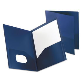 Oxford OXF57402 Poly Twin-Pocket Folder, 100-Sheet Capacity, 11 x 8.5, Opaque Dark Blue