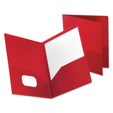 Oxford OXF57411 Poly Twin-Pocket Folder, Holds 100 Sheets, Opaque Red