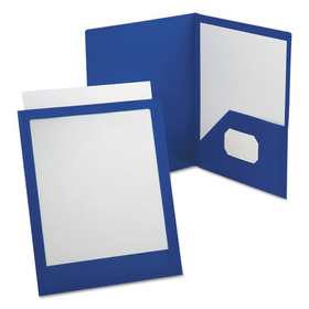 Oxford OXF57441 ViewFolio Polypropylene Portfolio, 100-Sheet Capacity, 11 x 8.5, Clear/Blue