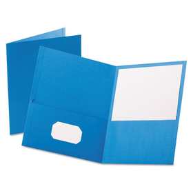 Oxford OXF57501 Twin-Pocket Folder, Embossed Leather Grain Paper, 0.5" Capacity, 11 x 8.5, Light Blue, 25/Box