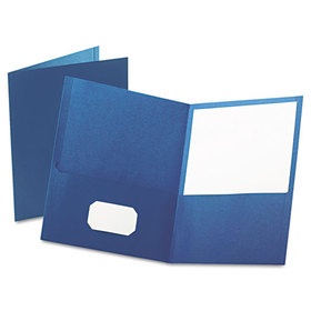 Oxford OXF57502 Twin-Pocket Folder, Embossed Leather Grain Paper, Blue, 25/box