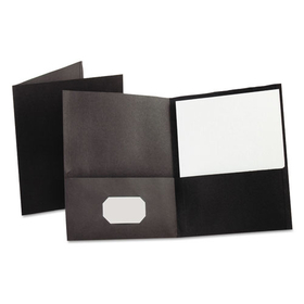 Oxford OXF57506 Twin-Pocket Folder, Embossed Leather Grain Paper, 0.5" Capacity, 11 x 8.5, Black, 25/Box