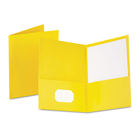 Oxford OXF57509 Twin-Pocket Folder, Embossed Leather Grain Paper, 0.5" Capacity, 11 x 8.5, Yellow, 25/Box