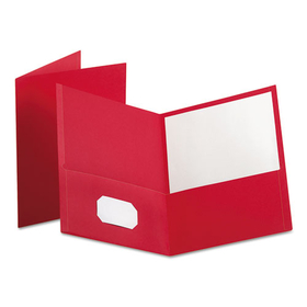 Oxford OXF57511 Twin-Pocket Folder, Embossed Leather Grain Paper, 0.5" Capacity, 11 x 8.5, Red, 25/Box