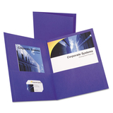 Oxford OXF57514 Twin-Pocket Folder, Embossed Leather Grain Paper, Purple, 25/box