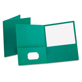 Oxford OXF57555 Twin-Pocket Folder, Embossed Leather Grain Paper, 0.5" Capacity, 11 x 8.5, Teal, 25/Box