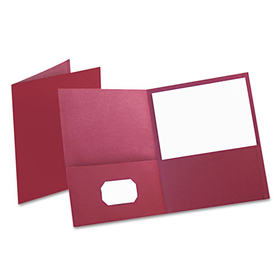 Oxford OXF57557 Twin-Pocket Folder, Embossed Leather Grain Paper, 0.5" Capacity, 11 x 8.5, Burgundy, 25/Box