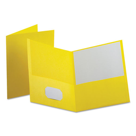 Oxford OXF57579EE Leatherette Two Pocket Portfolio, 8.5 x 11, Yellow/Yellow, 10/Pack